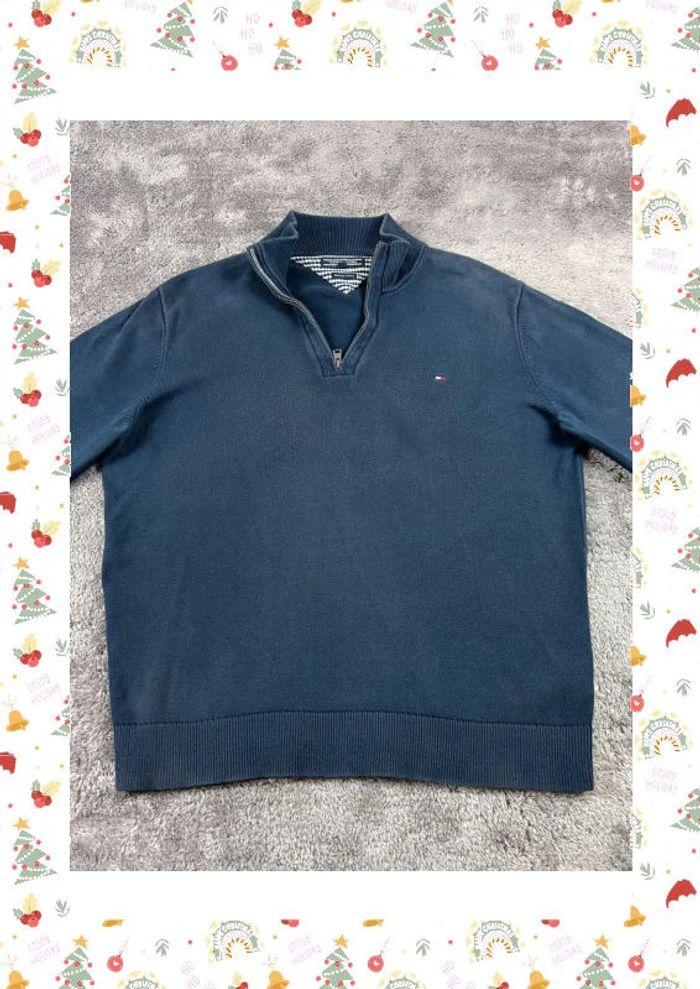 👕 Sweat quart Zip Tommy Hilfiger avec logo brodé Bleu Marine Taille XL 👕 - photo numéro 7