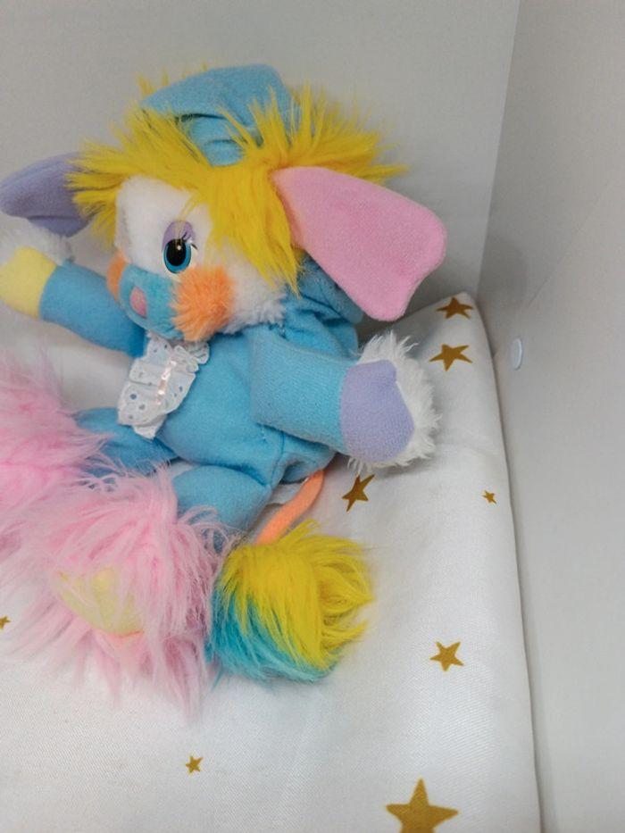 1986 Peluche doudou popples vintage pyjama mini petit bleu jaune rose puffball mattel pom - photo numéro 4