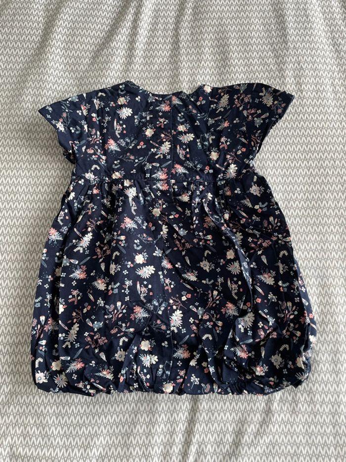 Robe bleu marine fleurs Vertbaudet 2 ans - photo numéro 3