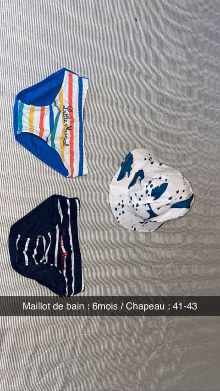 Lot de 2 maillots de bain 6mois + chapeau 41/43