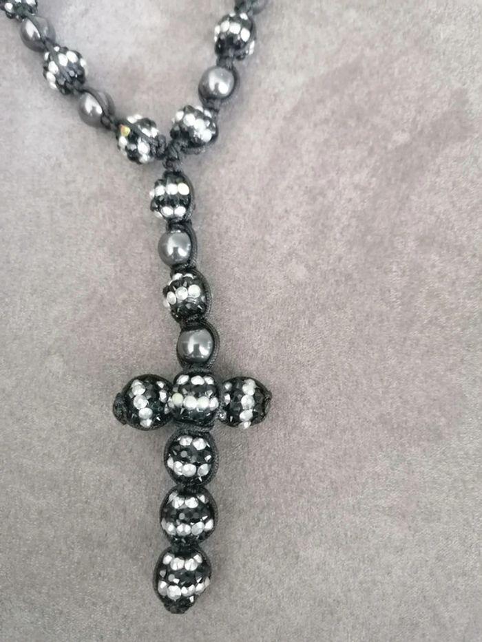 Collier sautoir shamballa croix 📿 - photo numéro 2