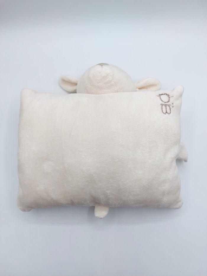 Doudou peluche coussin mouton écru blanc crème spirales OBAIBI env. 28x20 cm - photo numéro 3