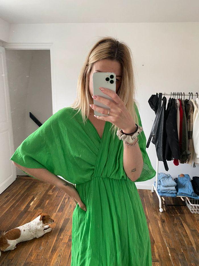 Robe longue verte avec ceinture - photo numéro 6