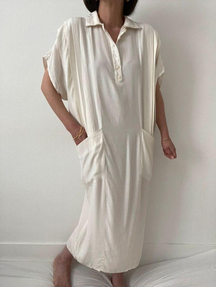 robe ample longue à plis couleur crème - photo numéro 2