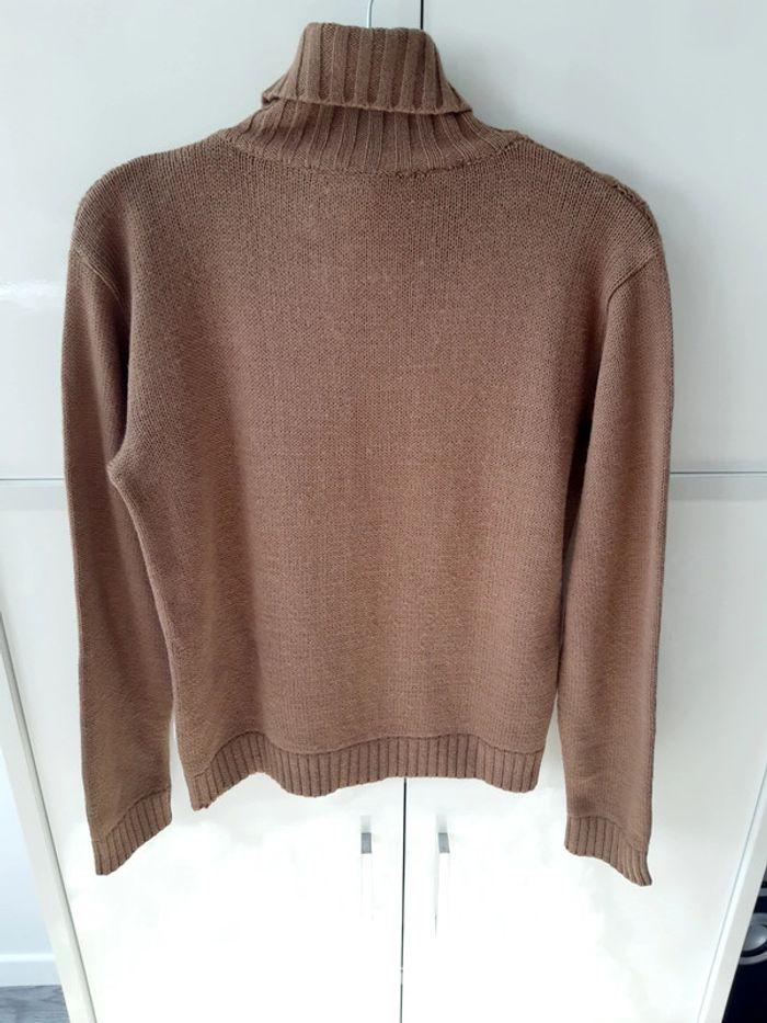 Pull chaud col roulé marron en laine vintage avec des torsades. T36. En très bon état. - photo numéro 5