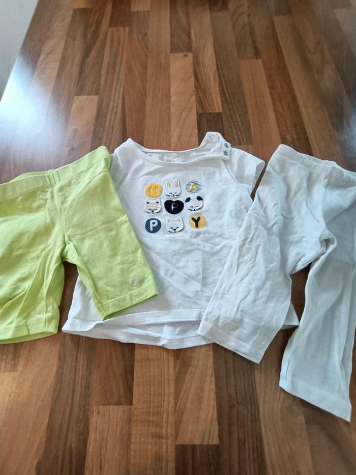 Lot 3 pièces 9 mois : 1 legging+1 pantacourt+1 tee shirt - photo numéro 1