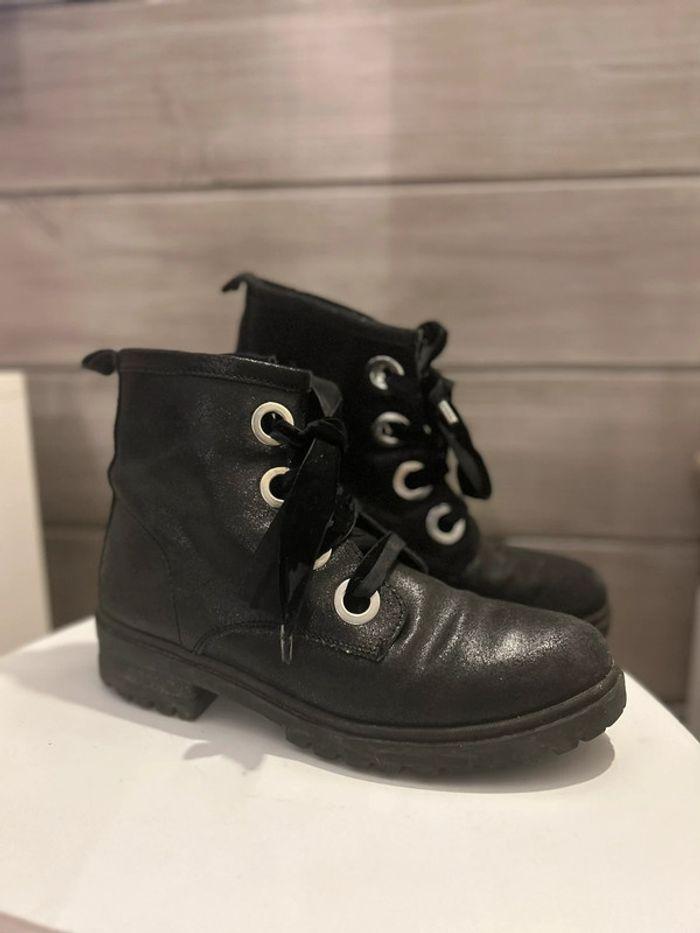 Bottines Tommy de couleur noire à lacets - photo numéro 2