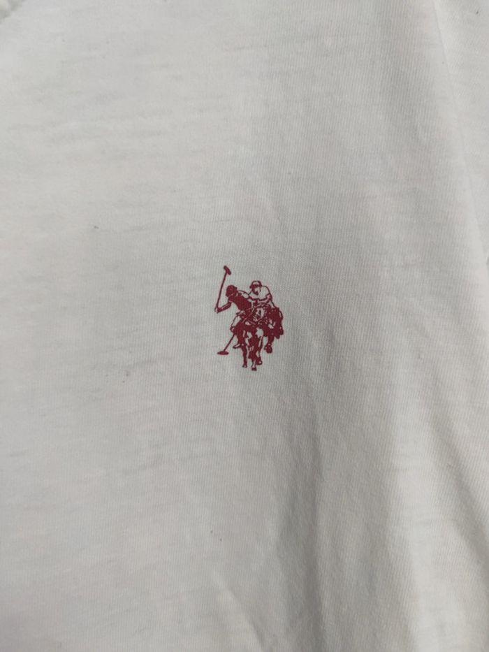 T-shirt US Polo Assn Blanc Logo Imprimé Bordeaux Taille L Homme - photo numéro 2