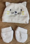 Ensemble bonnet et moufle naissance