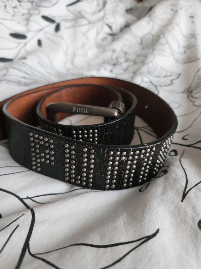 Ceinture noire en cuir strass Puma y2k - photo numéro 1