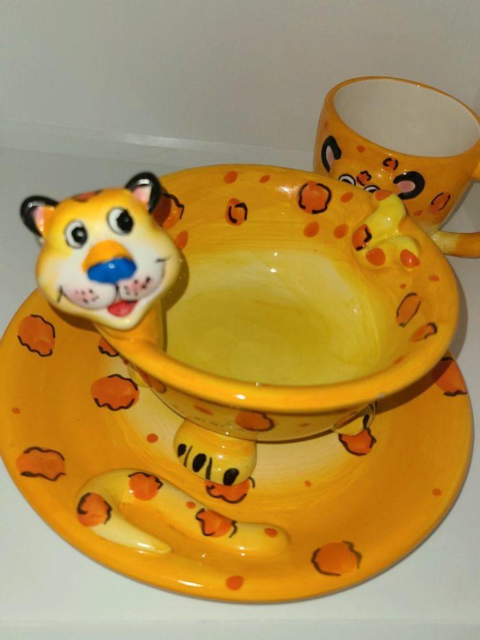 Ensemble déjeuner enfant 3 pièces assiette bol et mug lion - photo numéro 3