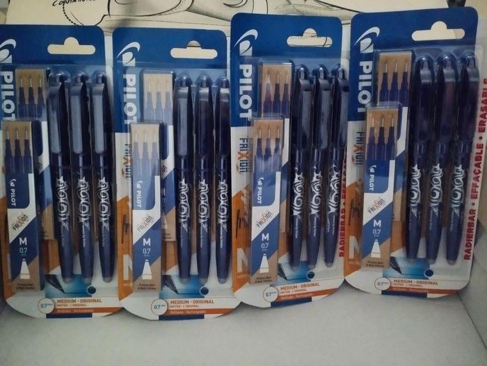 Neuf 4 Lot de 3 Stylos Frixion effaçable Ball bleu + 6 recharges bleues