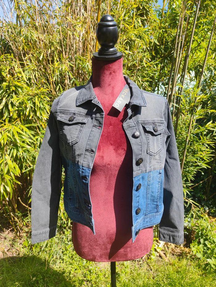 Veste en jean bicolore - photo numéro 1