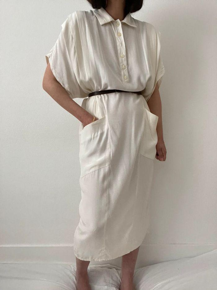 robe ample longue à plis couleur crème - photo numéro 10