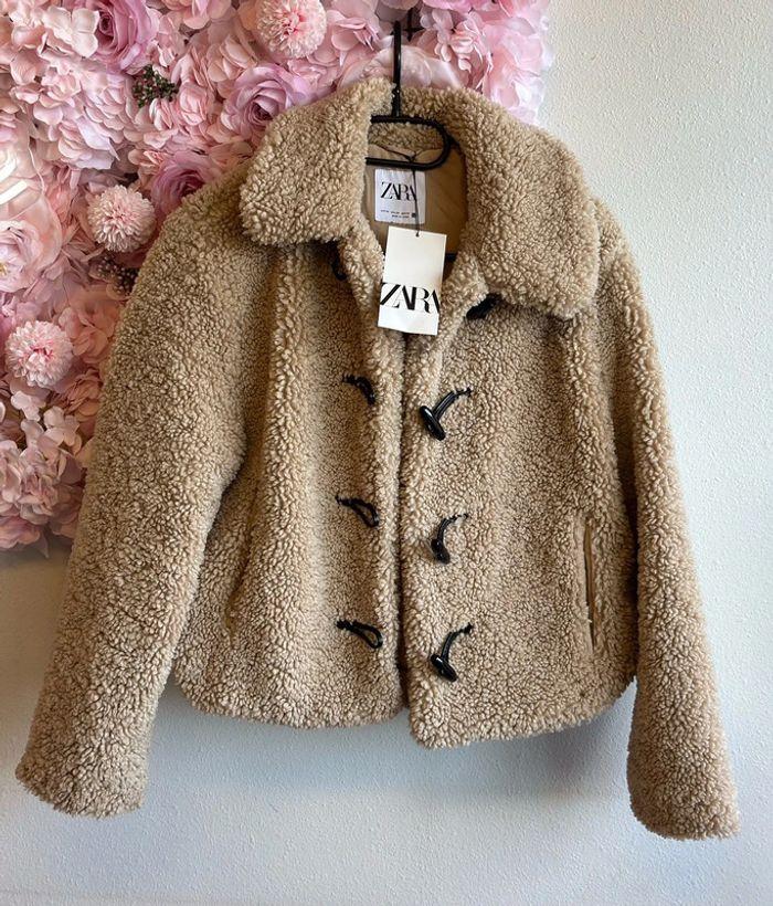 Veste Zara teddy beige, taille XS oversize, neuve - photo numéro 1