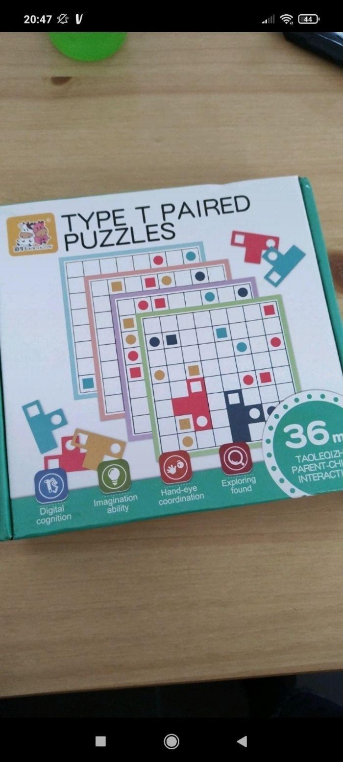 Puzzle jeu de logique en bois Montessori dans son emballage a partir de 3 ans, contient 6 cartes neuf - photo numéro 1