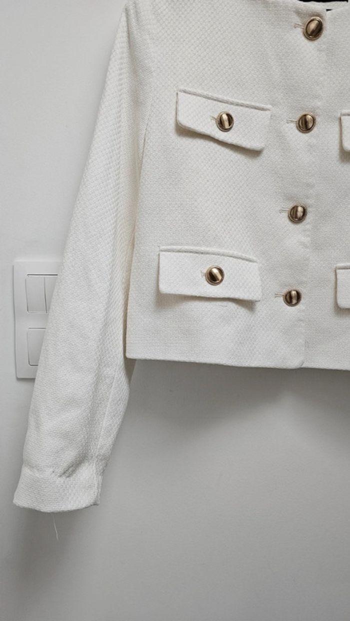 Veste crème tweed blanche Zara - photo numéro 2