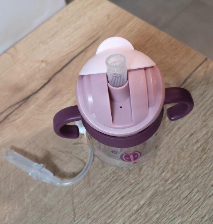 Tasse paille apprentissage rose bébé - photo numéro 2