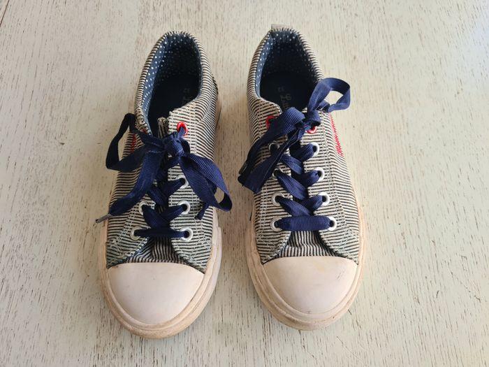 Little Marcel basket basse pailletée chaussures été rayé bleu blanc  fille Little Marcel 32 - photo numéro 3