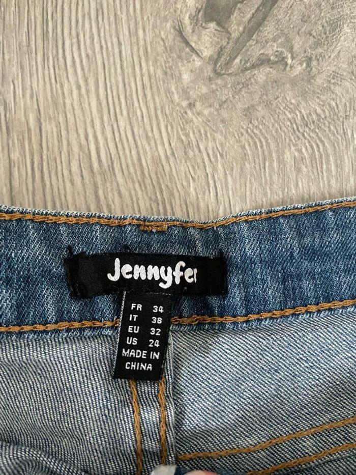 Short en jean à dentelle bleu et blanc effet déchiré Jennyfer taille 34 - photo numéro 4