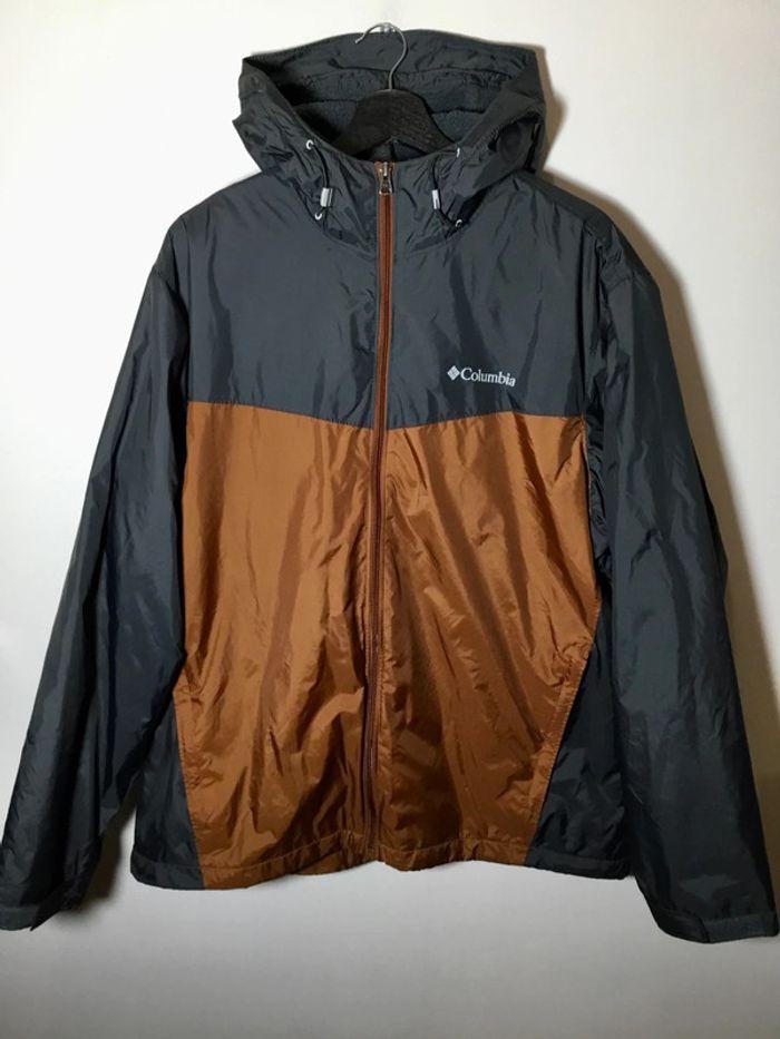 Veste coupe-vent à capuche doublure polaire pour homme Columbia noir et marron taille L 013 - photo numéro 1