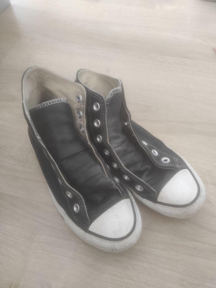 Converse cuir noir taille 36.5 - photo numéro 3