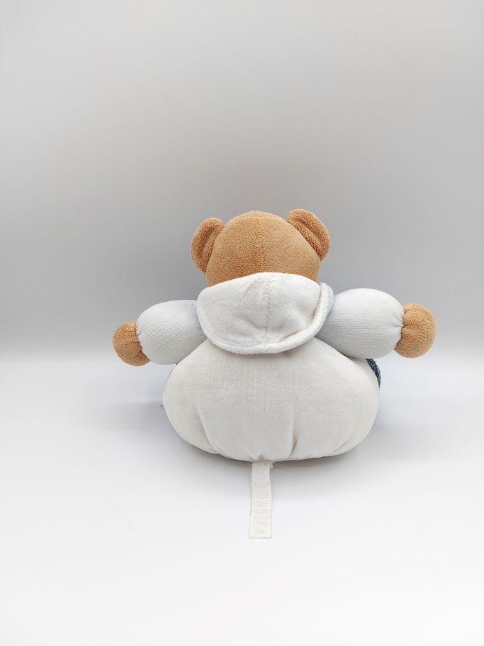 Doudou ours marron KALOO P'tit Mec capuche bleu blanc couleur jeans 2012 - photo numéro 3