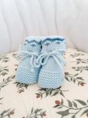 Chaussons maille bleu ciel/bleu 0/1 mois