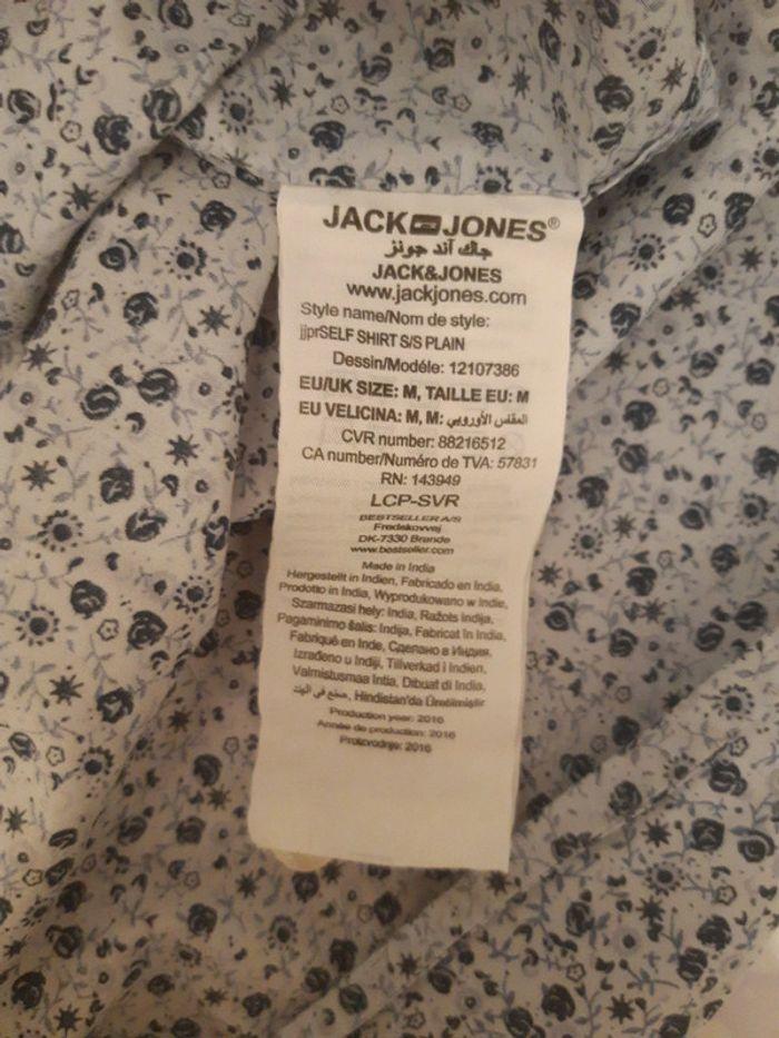 Chemise manche courte imprimée fleurs bleu homme Jack&Jones taille M 38 - photo numéro 10