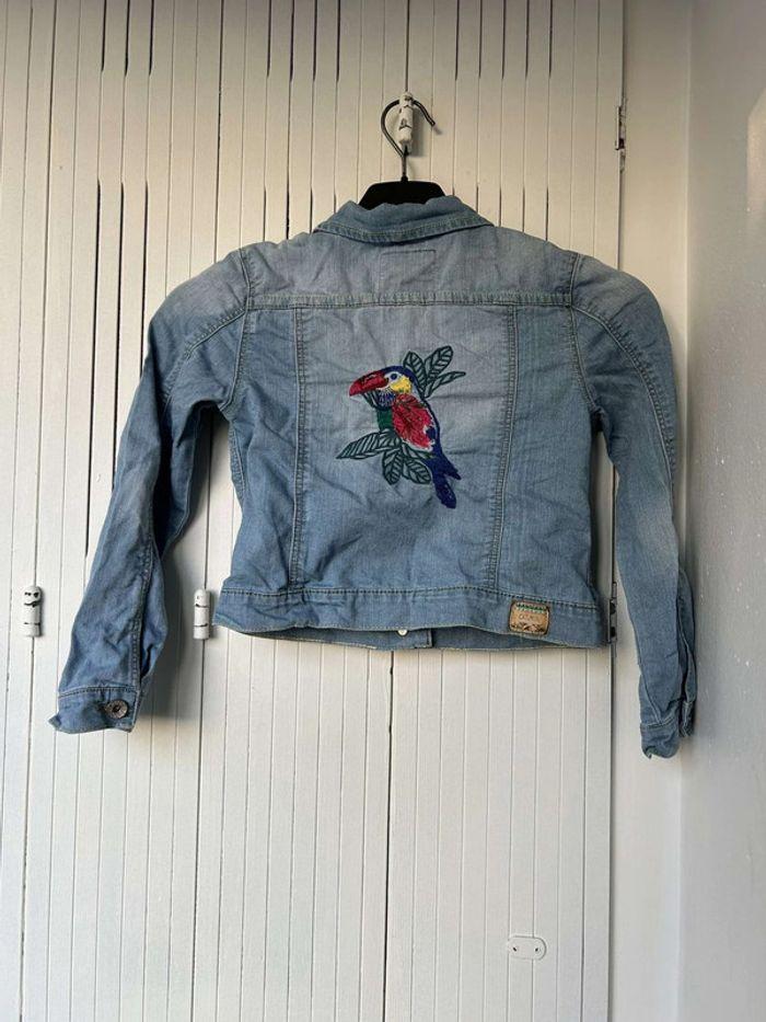 Veste en jean bleue claire toucan brodé au dos Catimini - photo numéro 1