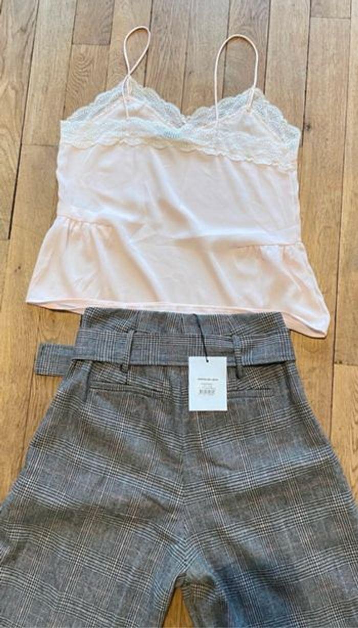 Pantalon grand père suncoo neuf avec etiquette taille 34 plus haut rose transparent - photo numéro 5