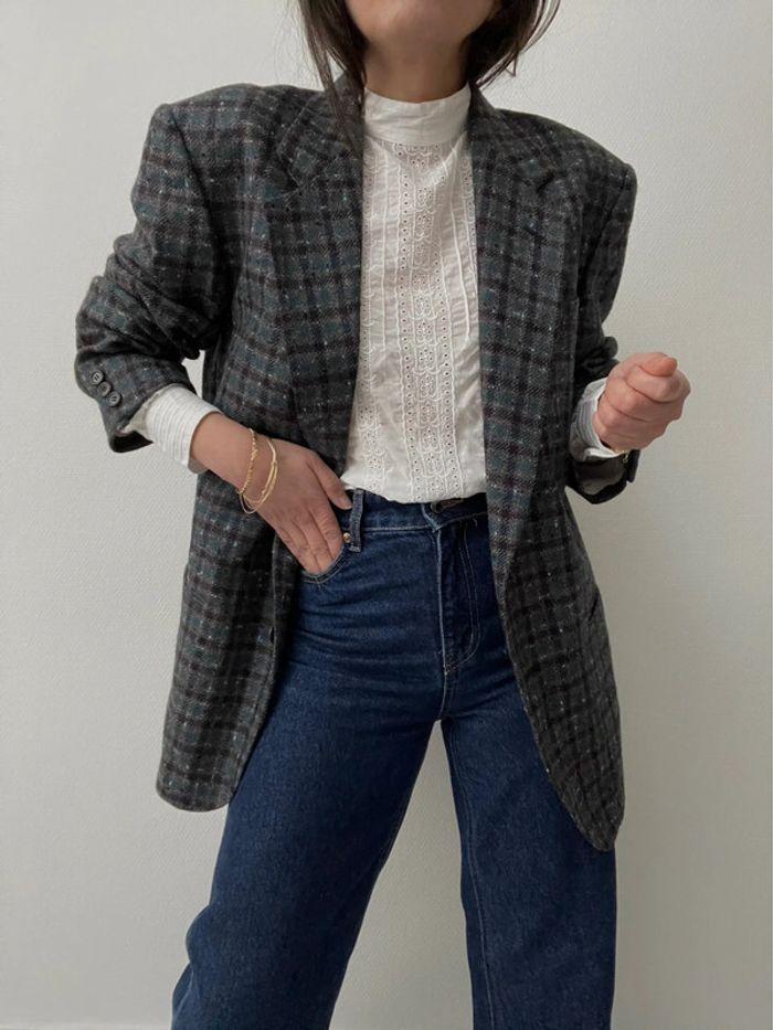 Oversized blazer effet carreaux 100% laine - photo numéro 14