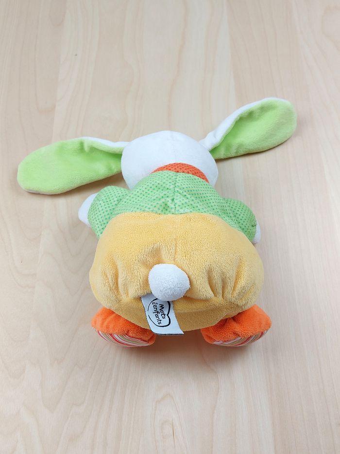 Doudou lapin boule jaune vert orange chat souris brodé écharpe Mots d'enfants - photo numéro 3