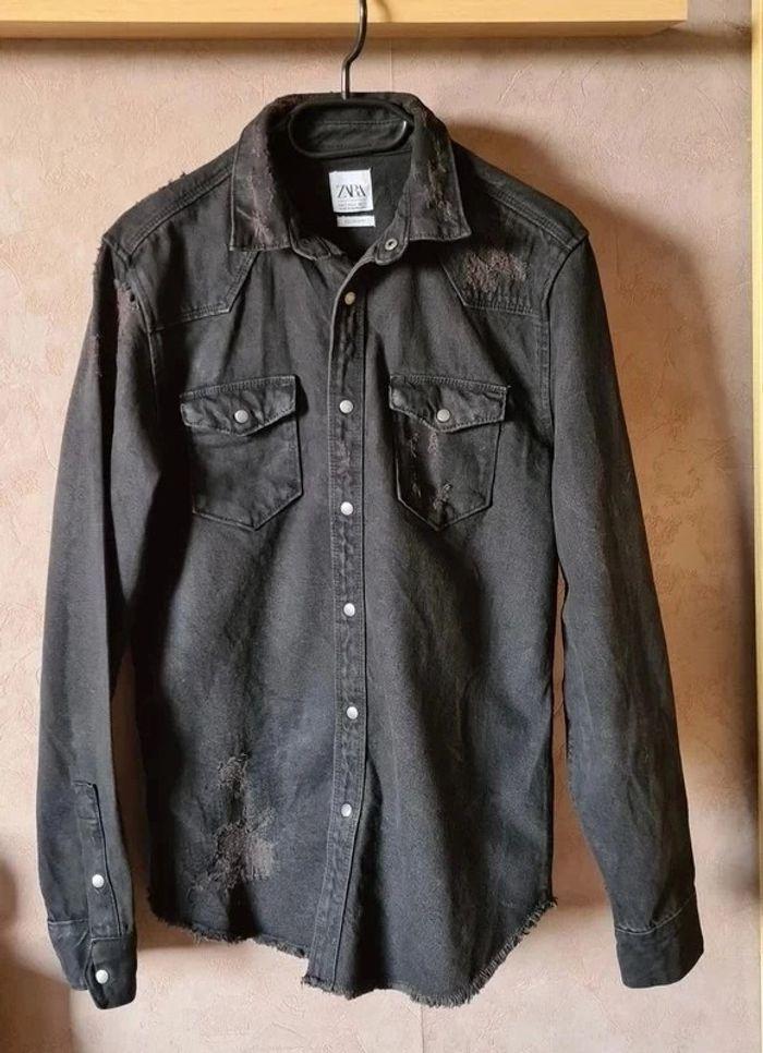 Surchemise en jean noir Zara homme - photo numéro 3