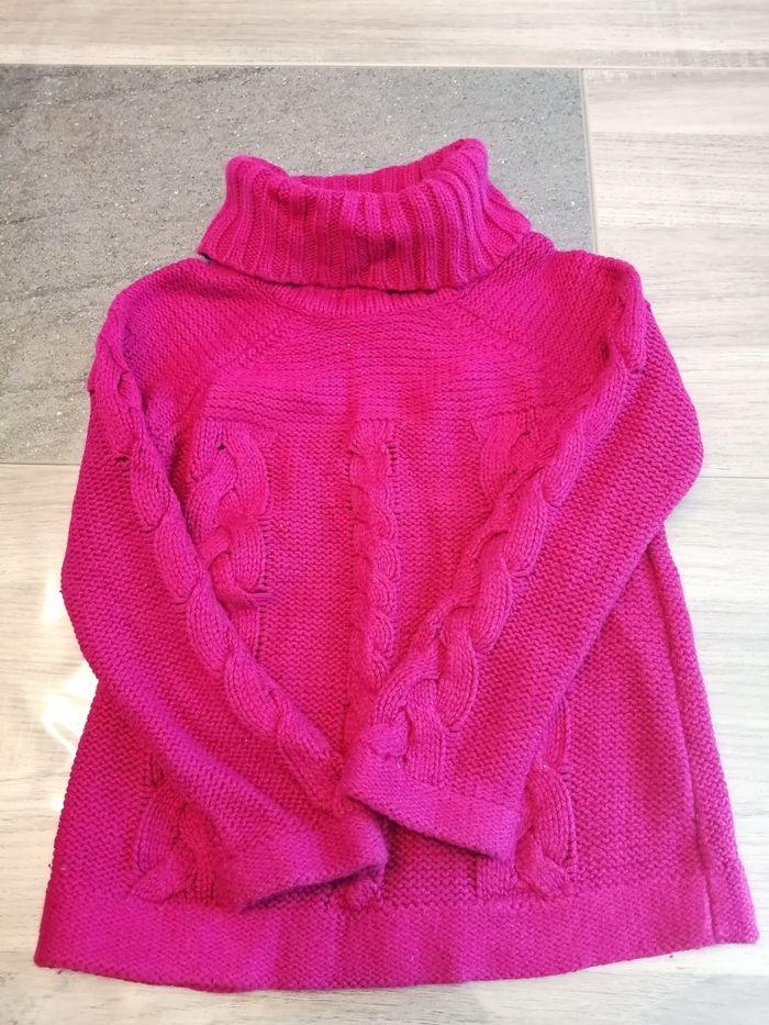 Pull hiver col roulé rose fuchsia