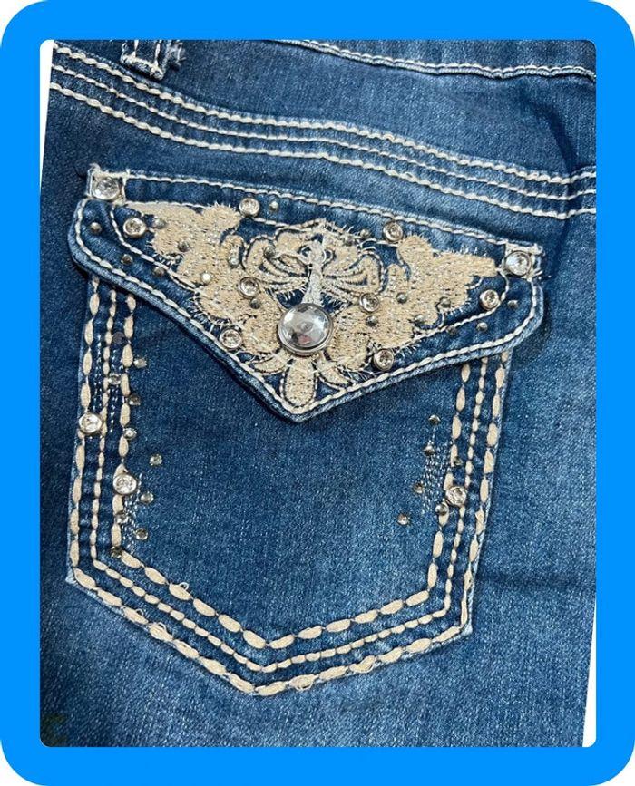 🩳 Short vintage brodé en jean Bleu Earl Jean Taille S-M 🩳 - photo numéro 10