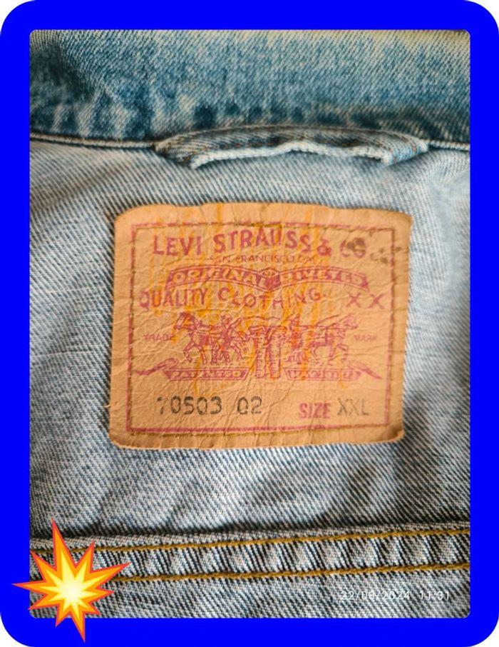 Veste en jeans  bleu clair Levi's vintage taille xxl - photo numéro 7