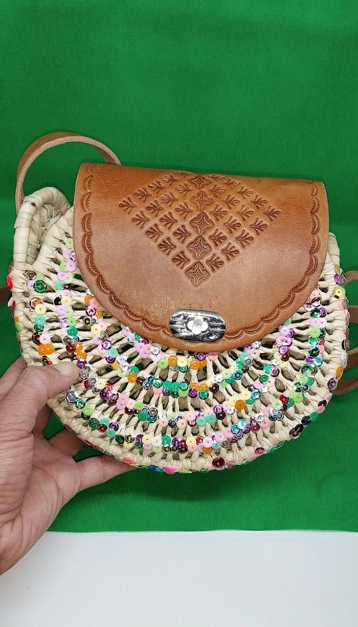 Sac à main en osier/cuire fait par artisan marocain - photo numéro 12