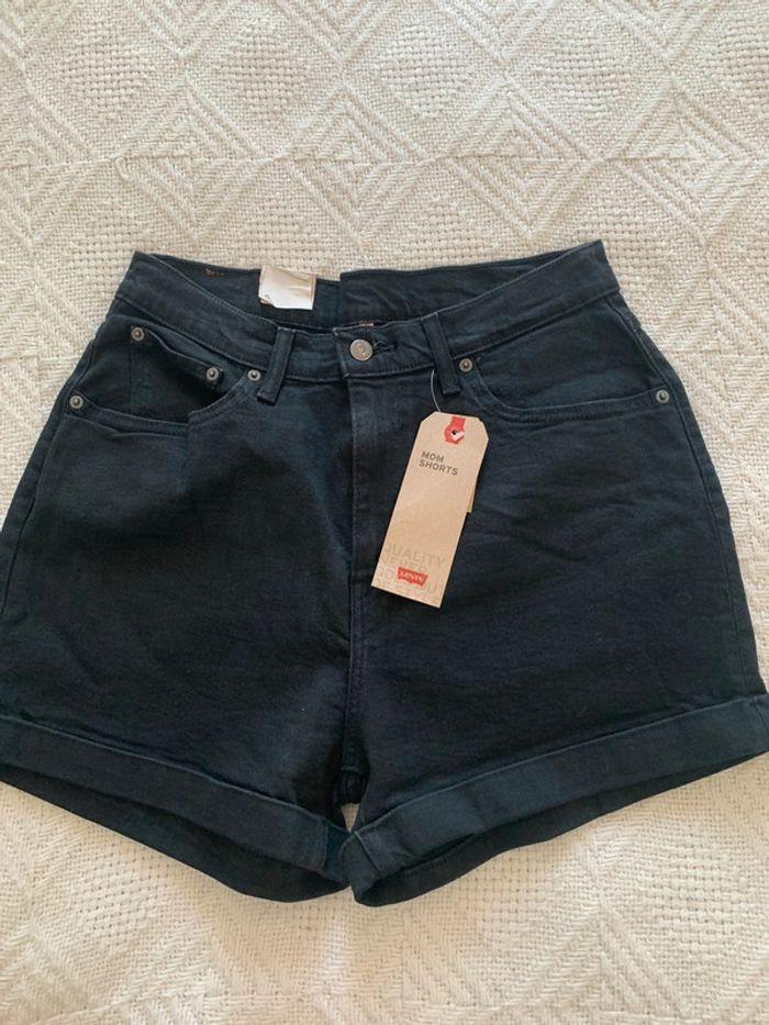 Short jean mom short  w31 noir taille haute - photo numéro 4