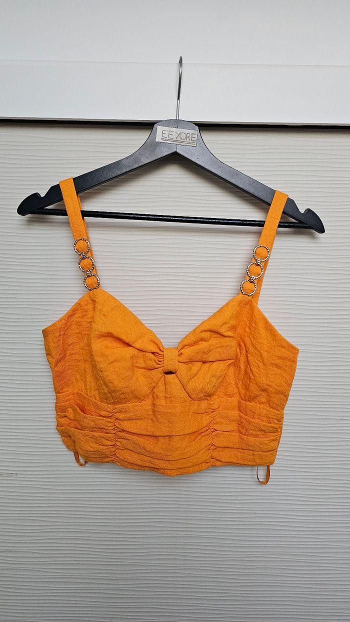 Débardeur bustier crop top orange Morgan - photo numéro 2