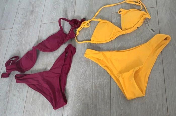 Lot de 2 maillots 2 pièces jaune prune - photo numéro 1