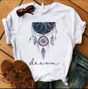 🌸  T-SHIRT FILLES MANCHES COURTES, 100% COTON IMPRIMÉ - ATTRAPE REVE BLANC🌸