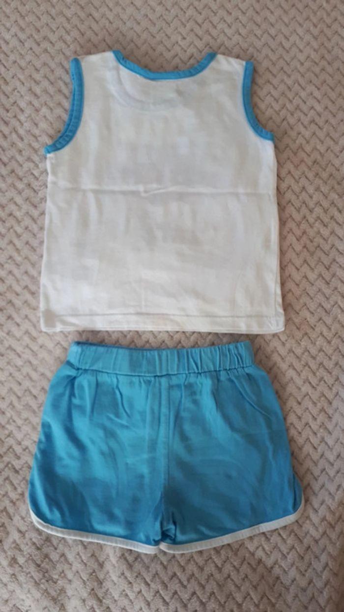 Ensemble débardeur et short blanc bleu Mickey Disney 12 mois - photo numéro 2