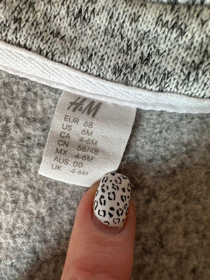 Gilet polaire gris chiné H&M fille garçon 4 6 mois chaud et confortable - photo numéro 4