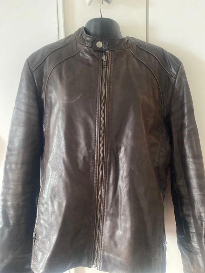 Blouson/perfecto. Cuir véritable. Vintage rétro.taille L - photo numéro 2