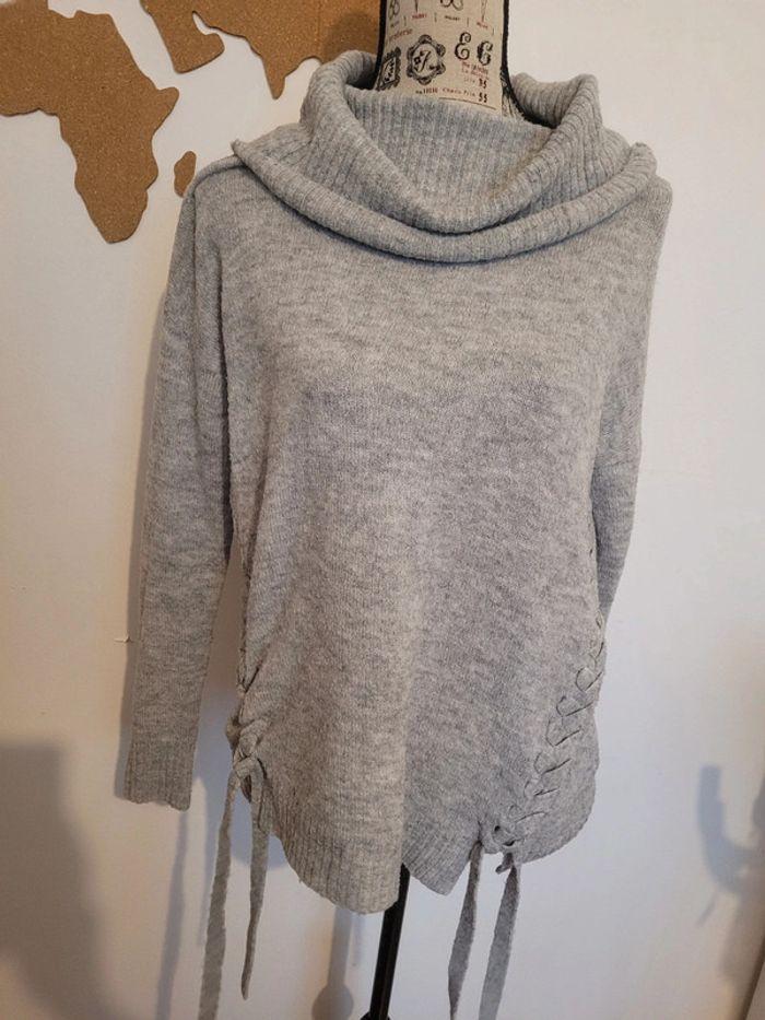 Pull col roulé gris - Yessica - Taille S 36