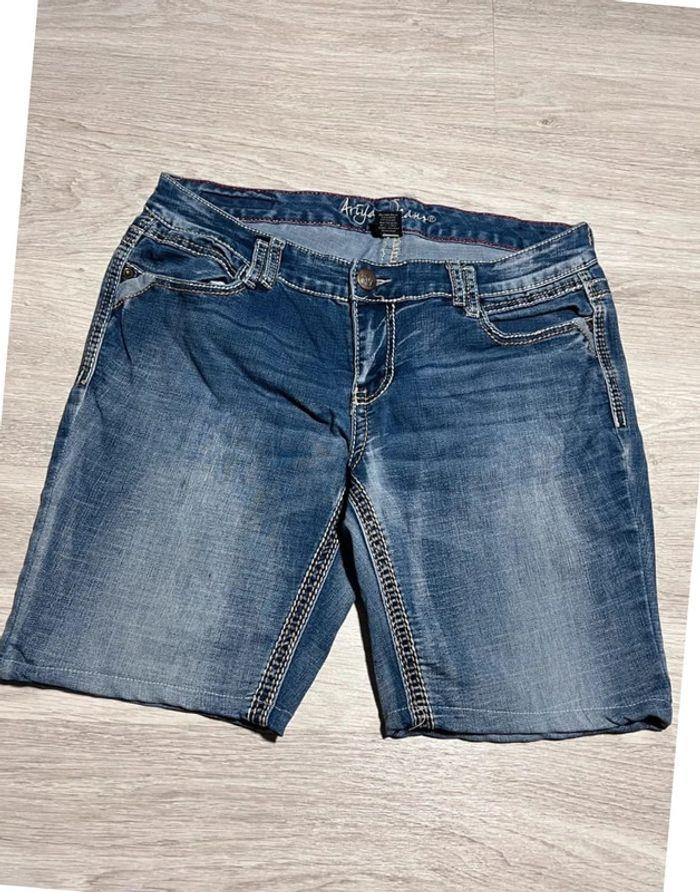 🩳 Short vintage brodé en jean Bleu Arya Taille S🩳 - photo numéro 2