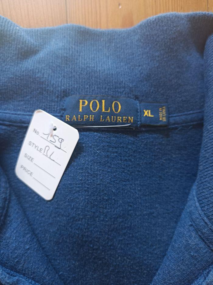 Half zip/quart zip Ralph Lauren bleu, logo brodé jaune - taille  XL - photo numéro 5