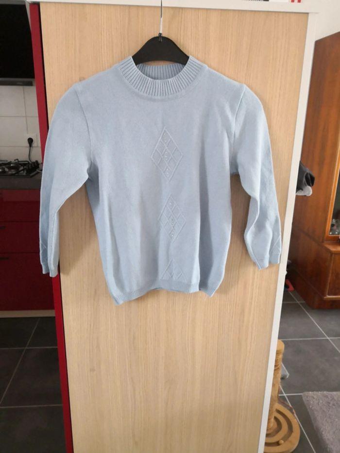 Petit pull bleu ciel fantaisie taille S - photo numéro 1