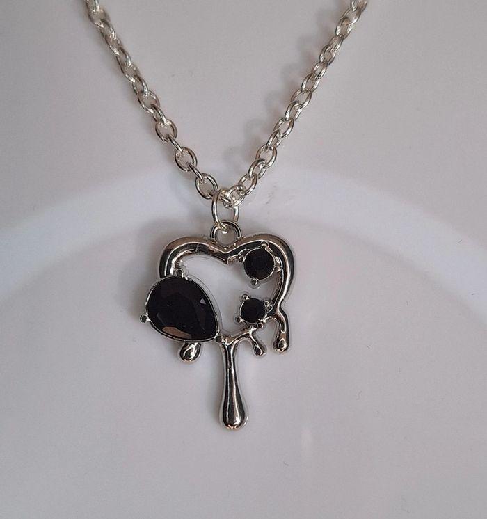 Collier coeur avec diamants noir - photo numéro 2